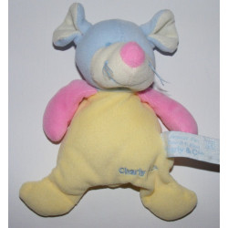 Doudou plat souris jaune bleu CHARLY ET CIE