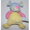 Doudou plat souris jaune bleu CHARLY ET CIE