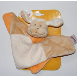 Doudou plat mouton agneau beige blanc foulard orange BENGY