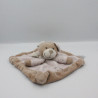 Doudou plat carré ours beige rose NICOTOY