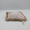 Doudou plat carré ours beige rose NICOTOY