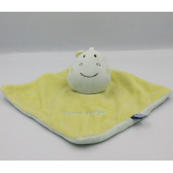 Doudou plat hippopotame vache bleu vert SUCRE D'ORGE