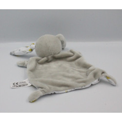 Doudou plat lapin gris blanc tigres masque IKKS