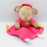 Doudou plat souris beige rose oiseau NICOTOY KIABI