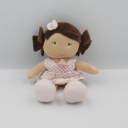 Doudou et compagnie poupée fille blan rose pois Demoiselles doudou