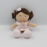 Doudou et compagnie poupée fille blan rose pois Demoiselles doudou