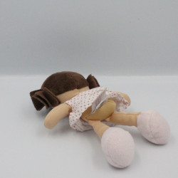 Doudou et compagnie poupée fille blan rose pois Demoiselles doudou