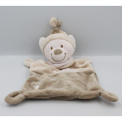 Doudou plat ours marron beige empreintes NICOTOY
