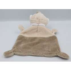 Doudou plat ours marron beige empreintes NICOTOY