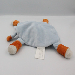 Doudou plat rond cheval ane bleu gris orange KIMBALOO