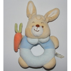 Doudou  lapin bleu avec carotte JOLLYBABY