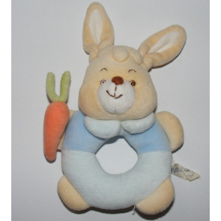 Doudou  lapin bleu avec carotte JOLLYBABY