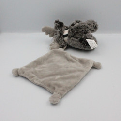 Doudou cerf elan renne gris mouchoir I2C KIABI BEBE