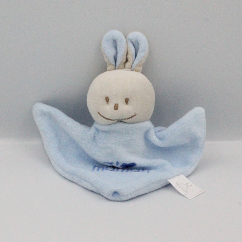 Doudou plat lapin bleu j'aime Maman KING BEAR