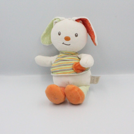 Doudou lapin blanc orange vert Bébé9