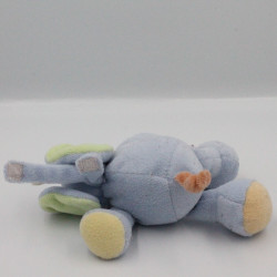 Doudou attache tétine éléphant bleu vert jaune JOLLYBABY