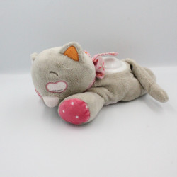 Doudou veilleuse chat gris rose fleurs Iris NOUKIE'S