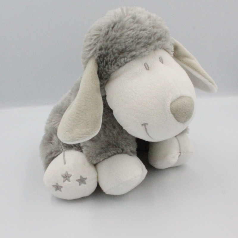 Doudou mouton gris blanc étoiles NICOTOY