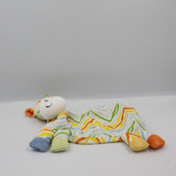 Doudou plat cheval zébre bleu vert jaune orange KIMBALOO