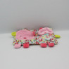 Doudou plat chien ours rose vert fleurs poche MOTS D'ENFANTS