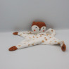 Doudou plat renard blanc marron empreintes ZEEMAN