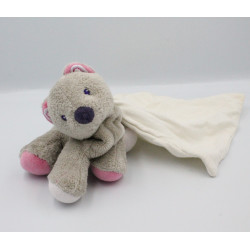 Doudou chat chien gris rose violet mouchoir SUCRE D'ORGE