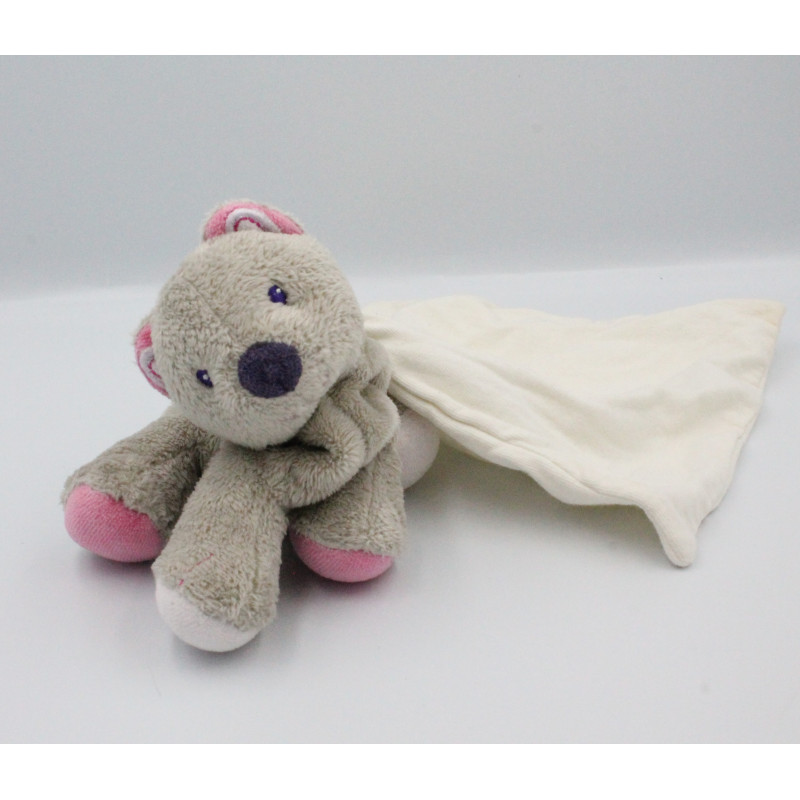 Doudou chat chien gris rose violet mouchoir SUCRE D'ORGE