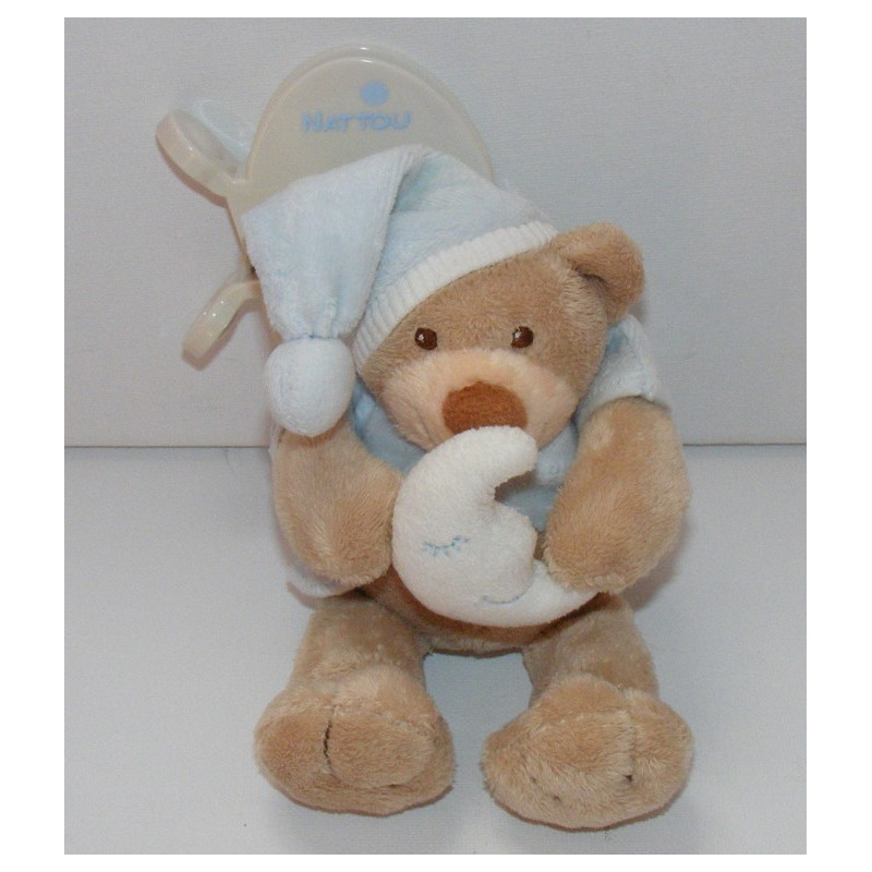 Doudou ours bleu ciel lune NATTOU