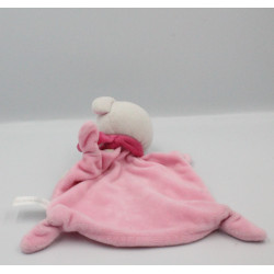 Doudou plat ours rose blanc pois nuage NICOTOY