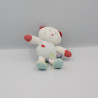 Doudou chat ours blanc bleu rouge vert pois SUCRE D'ORGE