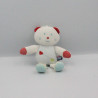 Doudou chat ours blanc bleu rouge vert pois SUCRE D'ORGE