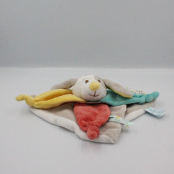 Doudou plat chien blanc beige rouge jaune bleu Diablotin BABY NAT