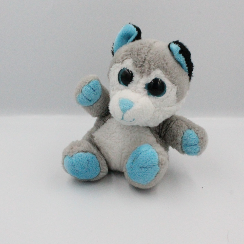 Doudou chat gris blanc bleu PETILLOUS COLOR GIPSY