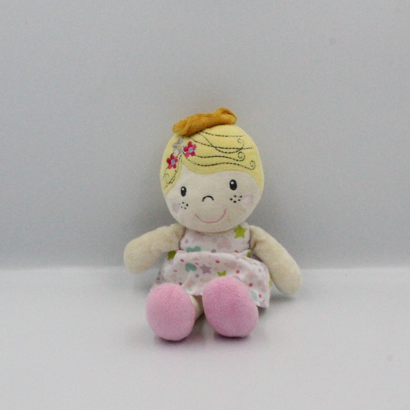 Doudou poupée princesse rose blanc étoiles CASINO