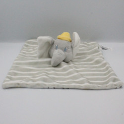 Doudou plat Dumbo l'éléphant gris blanc jaune étoiles DISNEY