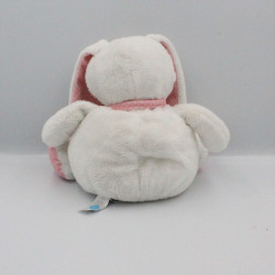 Doudou lapin blanc rose pois TEX BABY 27 cm