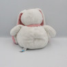 Doudou lapin blanc rose pois TEX BABY 27 cm
