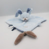 Doudou plat lapin bleu beige Bibou NATTOU