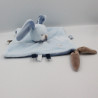 Doudou plat lapin bleu beige Bibou NATTOU