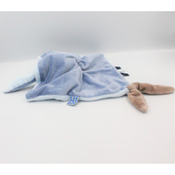 Doudou plat lapin bleu beige Bibou NATTOU