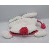 Doudou et Compagnie plat marionnette lapin blanc rose Pompon