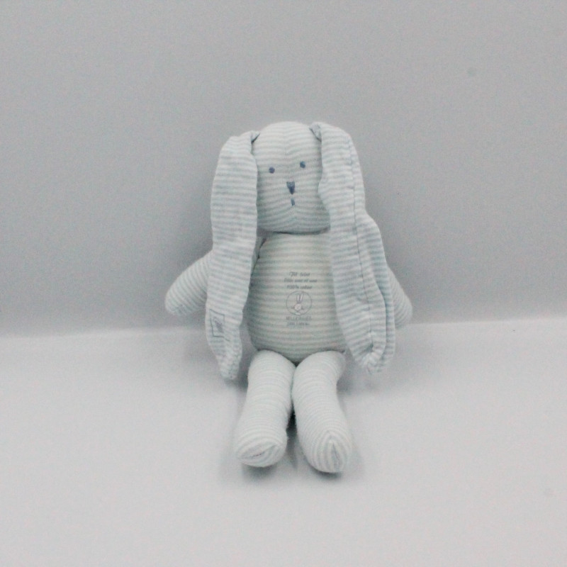 Doudou lapin rayé bleu Milleraies PETIT BATEAU