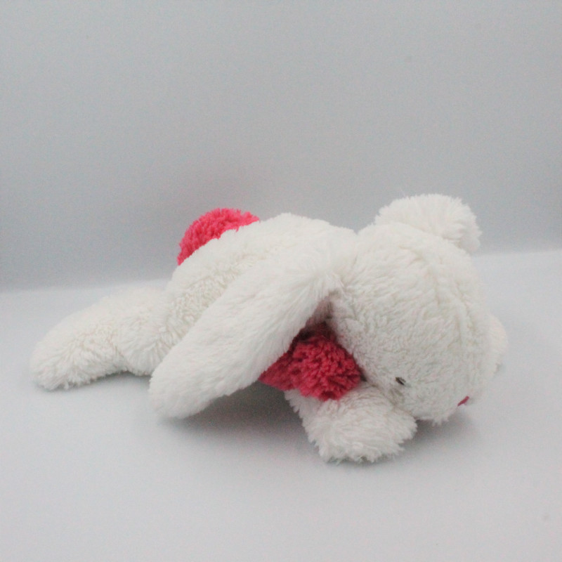 Doudou et compagnie lapin blanc rose tout doux Pompon Fraise 35 cm