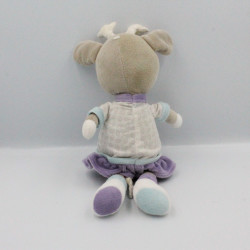 Doudou biche faon élan gris blanc violet bleu Amour SAUTHON