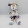 Doudou biche faon élan gris blanc violet bleu Amour SAUTHON