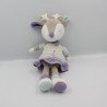 Doudou biche faon élan gris blanc violet bleu Amour SAUTHON