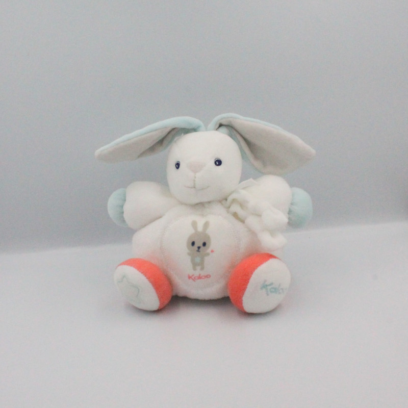 Doudou lapin blanc bleu orange Imagine KALOO