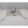 Doudou plat panda blanc gris CARRE BLANC