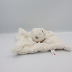 Doudou plat ours blanc bandanas beige NICOTOY