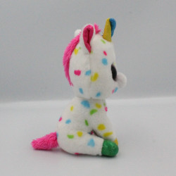 Peluche licorne blanc vert bleu rose pois Gros yeux brillant TY Harmonie 